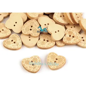 Knoflík Knoflík dřevěný srdce 24"