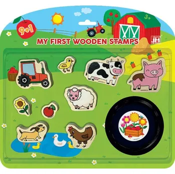 Dětské razítko Jiri Models Moje 1.razítka Farma set 9ks s poduškou