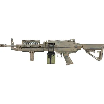 Airsoftová zbraň Airsoftový kulomet MK46 MOD 0 - Battleworn Flat Dark Earth, celokov, A&K