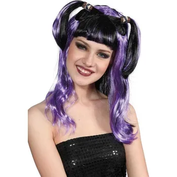 Karnevalová paruka KARNEVAL Paruka fialovočerná dospělá (karnevalový doplněk)