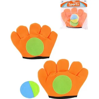Hra Catch ball oranžová rukavice chytací set 2ks se soft míčkem v sáčku