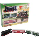 Vlaková souprava osobní vláček historický s kolejemi na baterie Světlo Zvuk