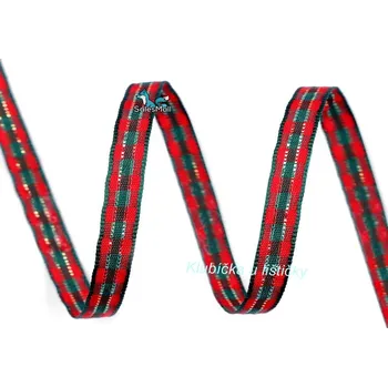 Stuha Vánoční stuha s lurexem šíře 6 mm červená -zlatá