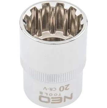 Gola hlavice Zásuvka drážkovaná 1/2", 20 mm 08-592 NEO TOOLS