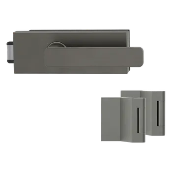 Dveřní kování GK - PURISTO S - ZÁMEK na sklo s klikou MINIMAL MODERN - UV (vč. závěsů) kování na sklo bez otvoru Kašmír šedá (27)