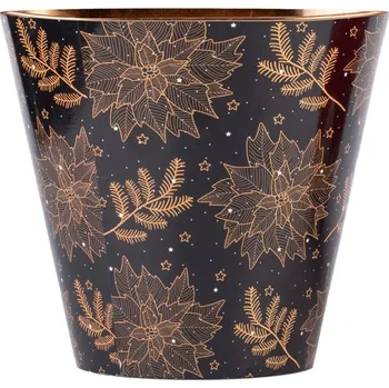 Plechový květináč Vánoční hvězdy s větvičkou, malý