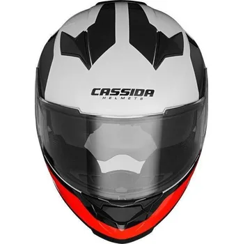 Helma na motorku Cassida Apex Contrast červená fluo černá bílá šedá přilba na motorku, včetně Pinlock folie L