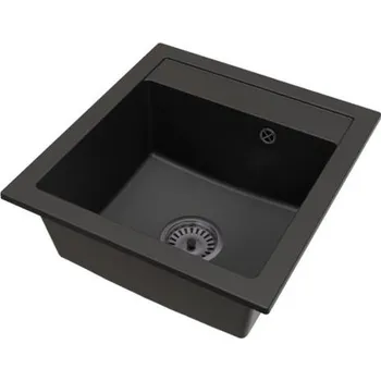 Granitový dřez Granitový dřez BIG DON ČERNÝ + černý sifon 52 x 49 x 21cm