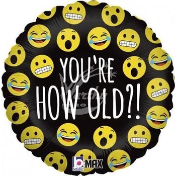 Zábavní pyrotechnika Balón fóliový 46 cm Emoji - Jak jsi starý?!