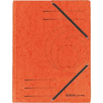 Archivační box Odkladací mapa s gumou Prešpán A4, 3klopá, Herlitz, oranžová