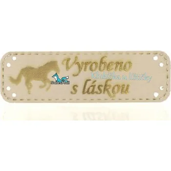 Hand made štítek koženka slonovina koník