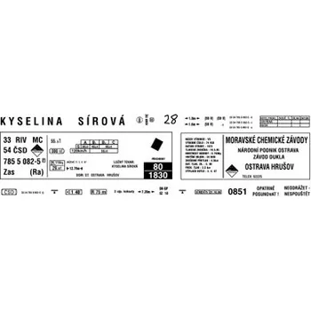 Modelová železnice obtisk na 4-osý kotlový vůz Zas/Ra MORAVSKÉ CHEMICKÉ ZÁVODY (80. léta) Obtisky Jiran n0411