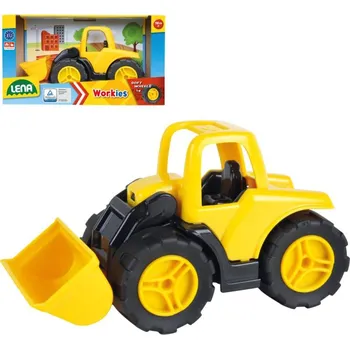 Hračka na písek Lena Workies auto nakladač baby 14cm pracovní stroj žlutý plast