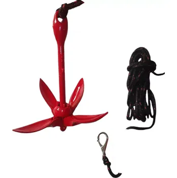 Kotva Skládací čtyřramenná kotva 4 kg s lanem a karabinou – set