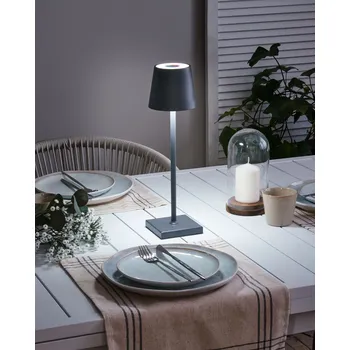 Venkovní osvětlení Stolní lampa tmavě šedá železná hliníková vnitřní venkovní moderní styl Beliani