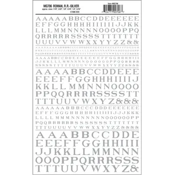 Modelová železnice propisot písmena Roman R.R. stříbrná Woodland Scenics MG706