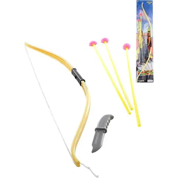 Indiánský set luk se 3 šípy na přísavku + nůž malý indián plast