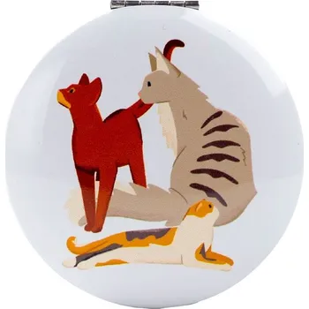 Zrcadlo Kapesní zrcátko v kovovém pouzdře s kočkami Barva: modrá