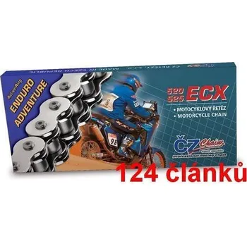 Řetězová sada pro motocykl ČZ řetěz 525ECX barva černá, 124 článků včetně nýtovací spojky RIVET