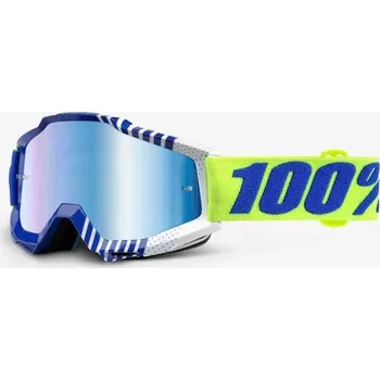 Motocyklové brýle MX brýle 100% Accuri Sundance modrá/bílá, modré chrom + čiré plexi s čepy pro slídy