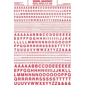 Modelová železnice propisot písmena Gothic R.R. červená Woodland Scenics MG723