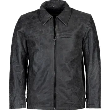 Pánská casual bunda Pánská Kožená Bunda Jasper Grey Cracker Brixton Šedá Velikost: 6XL