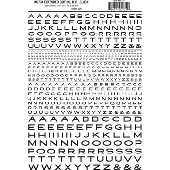 Modelová železnice propisot písmena prodloužená Gothic R.R. černá Woodland Scenics MG734