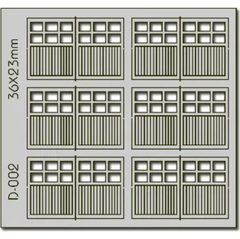 Modelová železnice garážová vrata 36 x 23 mm 6ks Proses PD-002