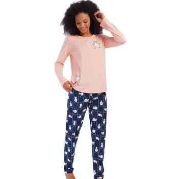 Dámské pyžamo Růžové i modré pyžamo pro ženy či dívky Vánoční ovečky 1B2190 růžová l
