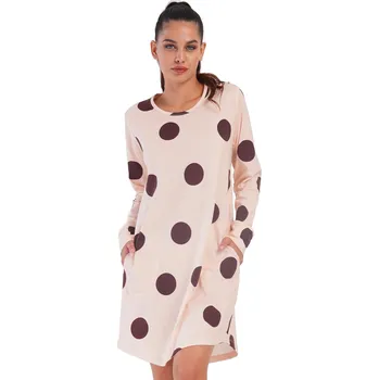 Dámské noční prádlo Noční košilka pro ženy s puntíky 1C3879 růžová m