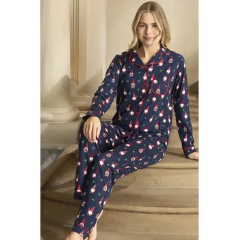 Dámské noční prádlo Modré a červené elegantní pyžamo celopropínací pro ženy či dívky - Vánoční skřítci 1B2197 modrá xl