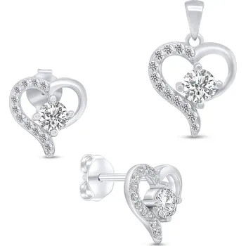 Náušnice Brilio Silver Romantický set šperků Srdíčka SET219W (přívěsek, náušnice) + 2 měsíce na vrácení zboží