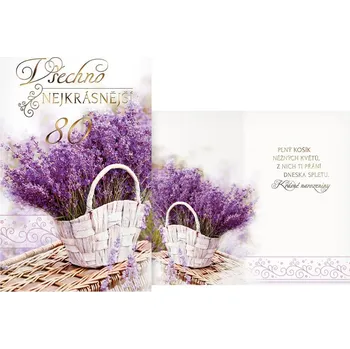 Blahopřání 80 - Levandule v košíku T