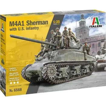 Plastikový model Italeri Model Kit tank 6568 - M4A1 Sherman with U.S. Infantry (1:35)