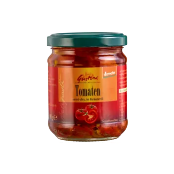 Sušené ovoce Gustoni Rajčata sušená v bylinkovém oleji 190g bio