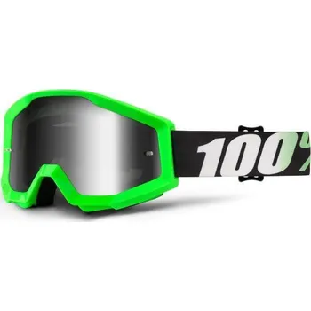 Motocyklové brýle MX brýle 100% Strata Arkon stříbrné chrom plexi s čepy pro slídy