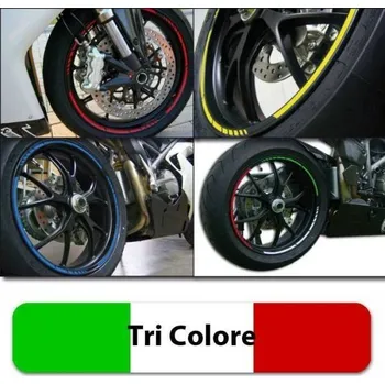 Samolepicí dekorace na vozidlo Proužky na ráfky GP Style, trikolora italská, 7mm široké, pro 16-19 palcová kola