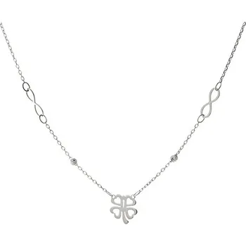 Náhrdelník Náhrdelník z bílého zlata s nekonečnem a čtyřlístem ZLNAH160F + DÁREK ZDARMA