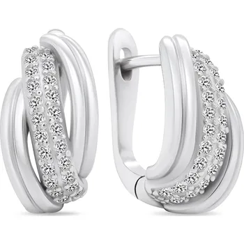 Módní doplněk Brilio Silver Elegantní stříbrné náušnice se zirkony EA551W + 2 měsíce na vrácení zboží