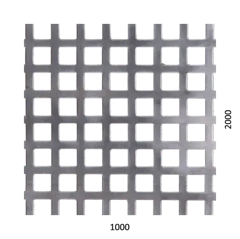 Plech Děrovaný plech 2000x1000x1mm ,čtvercový Fe, otvor: 10x10 mm, rozteč: 15 mm, tl: 1mm