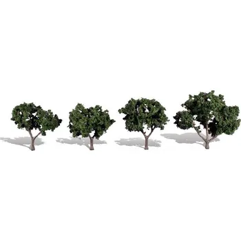 Modelová železnice tmavě zelené listnaté stromy malé 4 ks Woodland Scenics TR3505