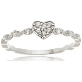 Prsten Dámský stříbrný prsten srdce se zirkony STRP0537F