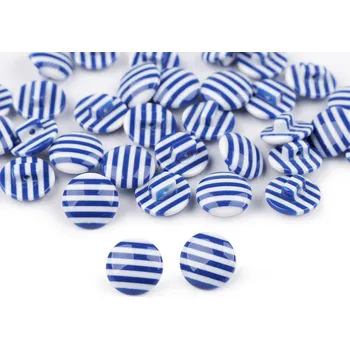 Knoflík Knoflík pruhovaný 12,7 mm, modrý