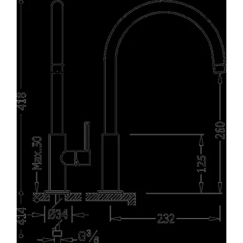 Vodovodní baterie TRES COCINA chrom Kuchyňská dřezová baterie 06254201NM