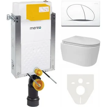 WC sada Mereo WC komplet pro zazdění s přislušenstvím MM01SETRA WC SET obsahuje - modul pro zazdění, závěsné WC Rimless, sedátko Soft - Close, tlačítko MM10, izolace