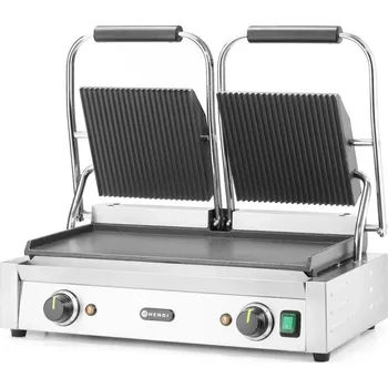 Hendi kontaktní gril - double, vroubkovaná horní, hladká spodní část, 570x395x(H)510mm