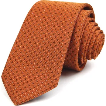 Kravata HEDVA ČESKÝ BROKÁT Kravata ČH 7 cm kytička oranžová/vínová