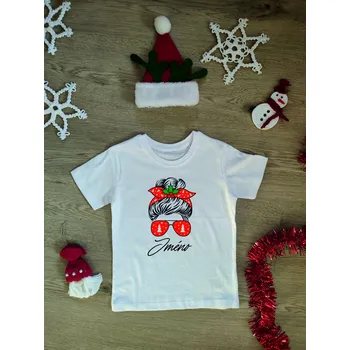 Chlapecké tričko Dětské triko Vánoce Santová s brejlema se jménem Barva skladem: Bílá, Velikost: XS