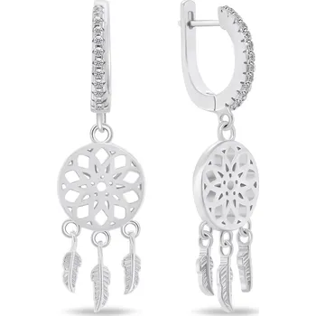 Náušnice Brilio Silver Originální stříbrné visací náušnice Lapač snů EA733W + 2 měsíce na vrácení zboží