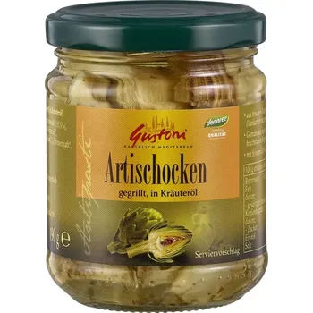 Gustoni Grilované artyčoky v bylinkovém oleji 190 g bio